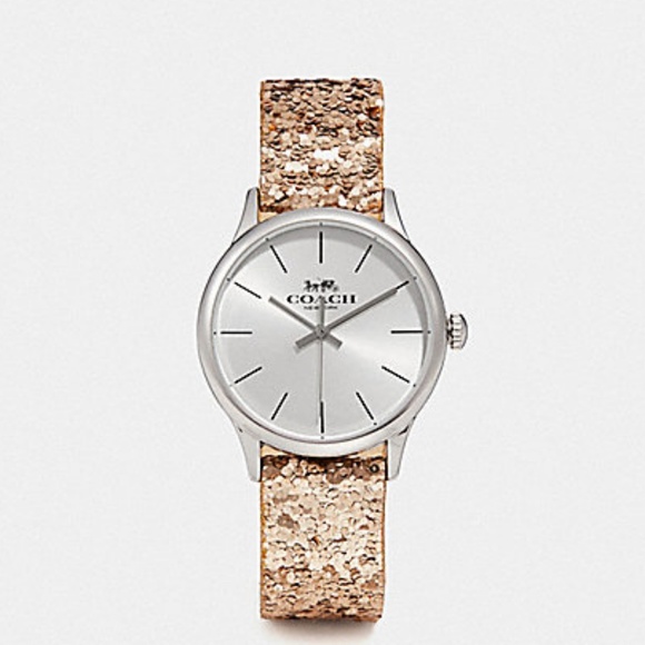Coach Accessories - Coach "Ruby" Gold sparkle watch w/black strap
